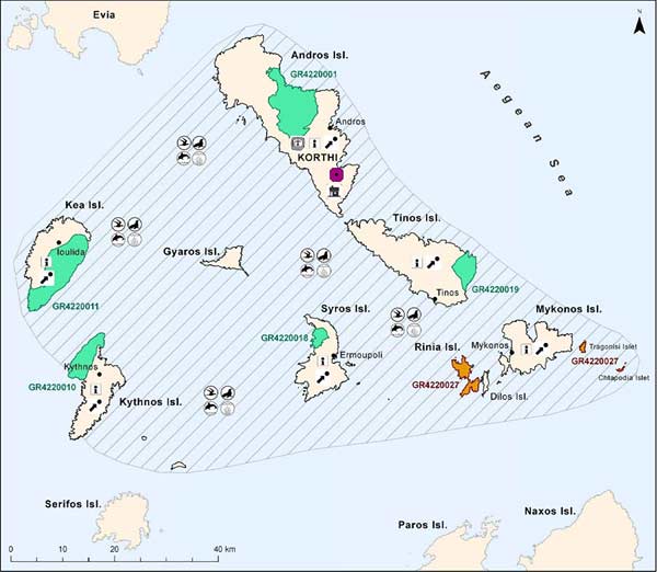Map of Northern Cyclades Marine Conservation Project